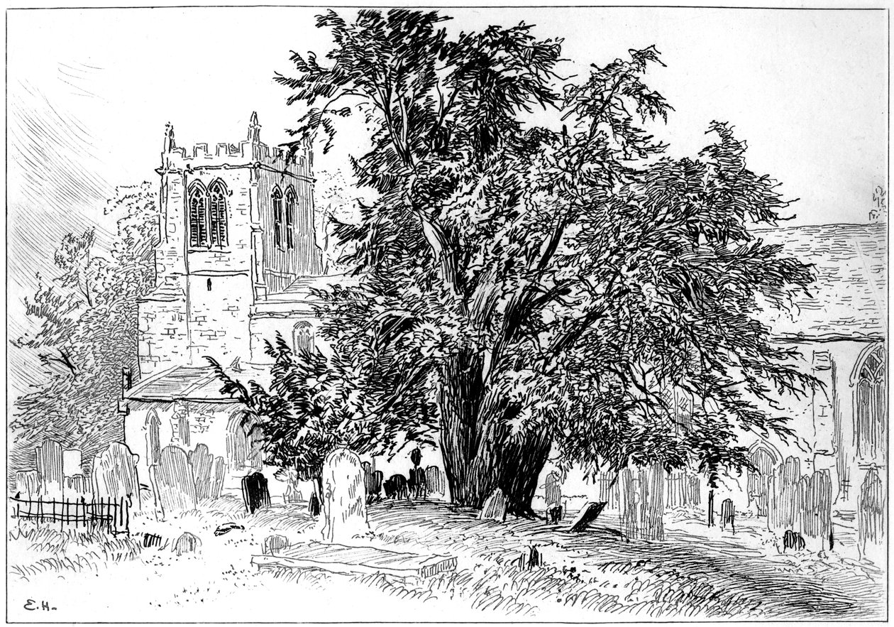 Snitterfield kirke, Snitterfield, Warwickshire, 1885. af Edward Hull