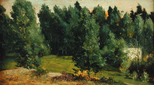 Et skovklædt landskab af Edward John Poynter