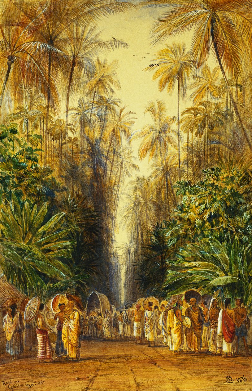Figurer på en vej nær Galle, Ceylon, af Edward Lear