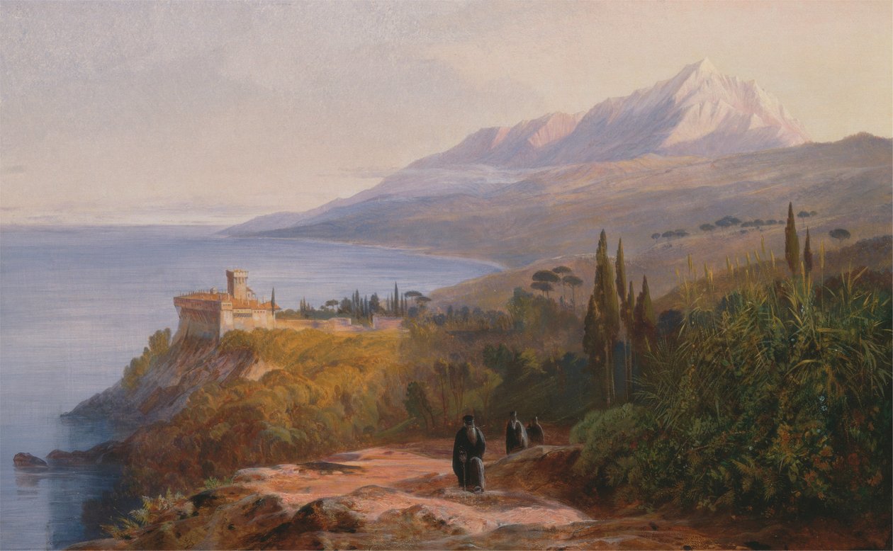 Athos-bjerget og Stavronikétes-klostret af Edward Lear