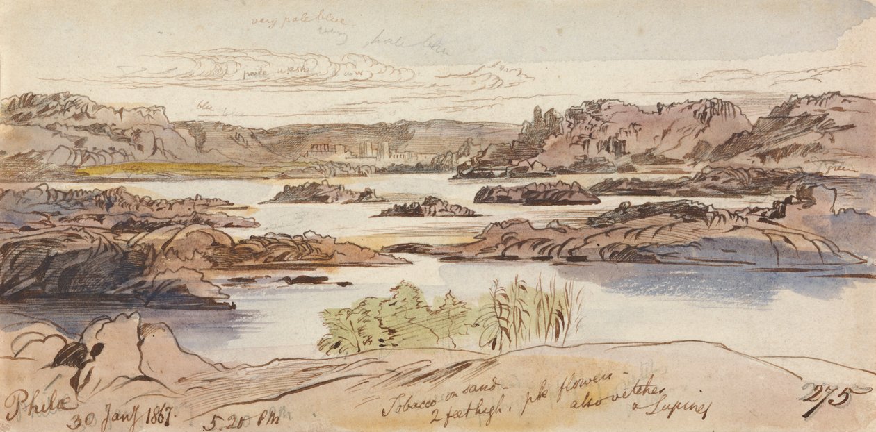 Philae, 17:20, 30. januar 1867 (275) af Edward Lear