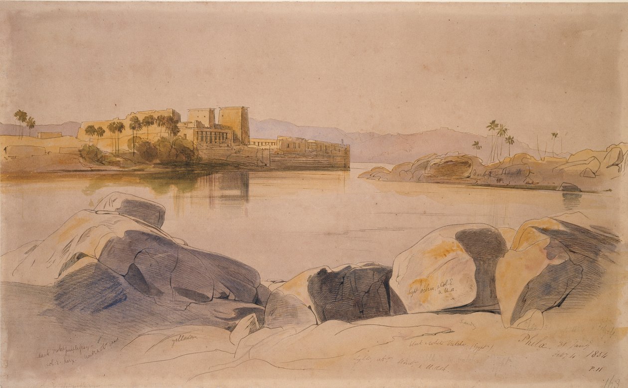 Philae, Egypten, 1854 af Edward Lear