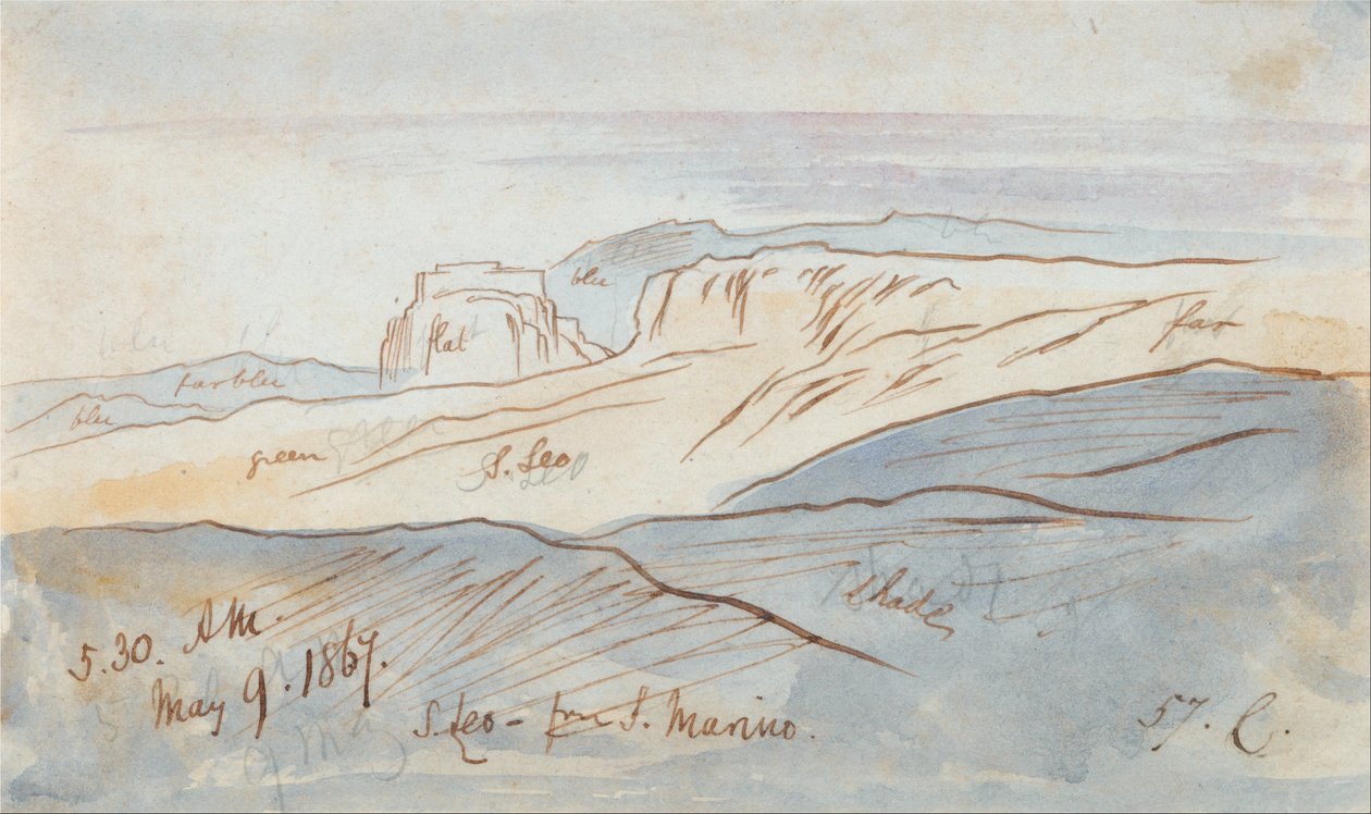 San Leo fra San Marino af Edward Lear