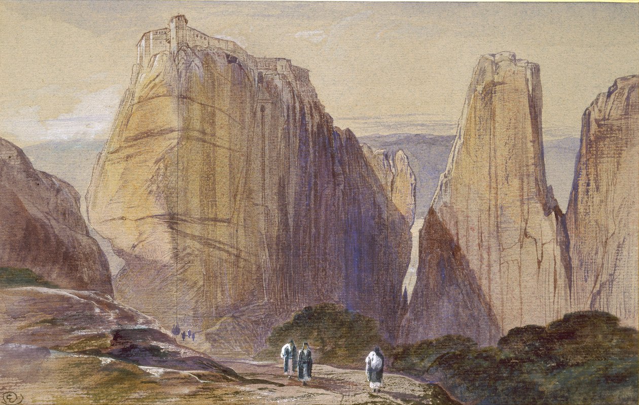 Klosteret Meteora, 1800-tallet af Edward Lear