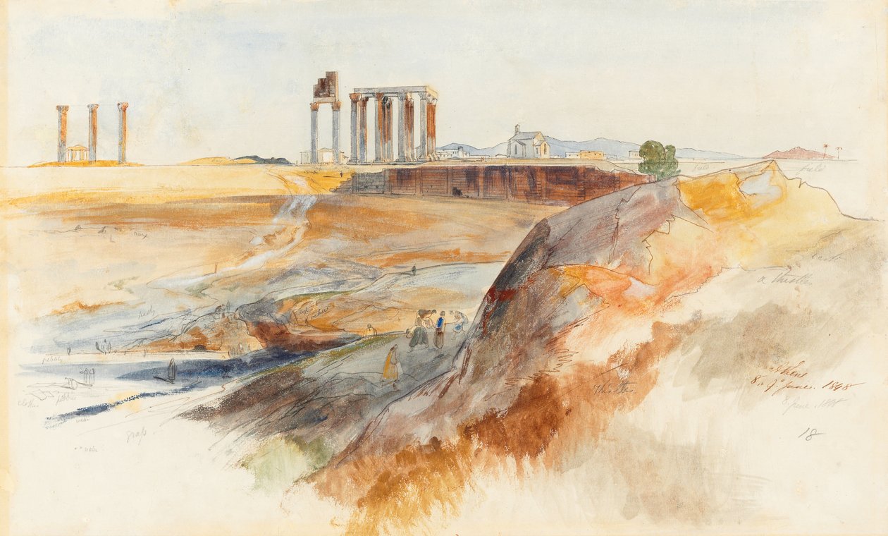 Templet for den olympiske Zeus, Athen af Edward Lear