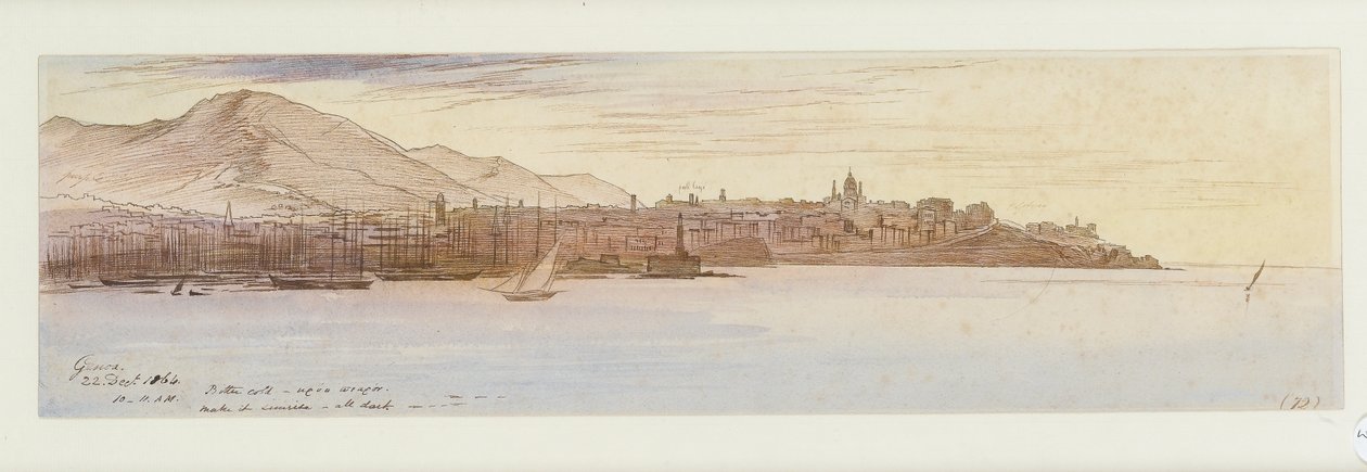 Udsigt over Genova, 1864 af Edward Lear
