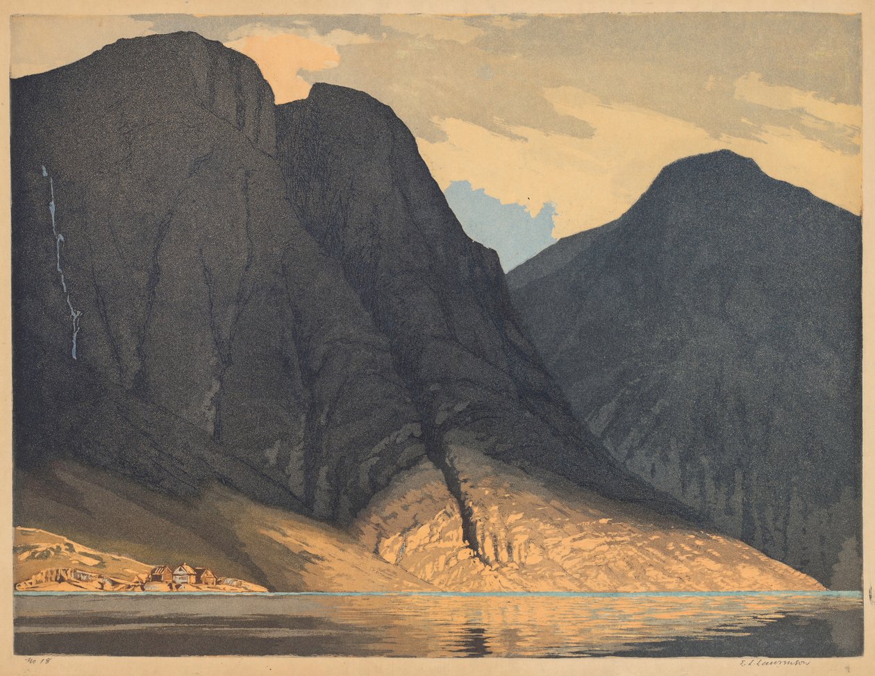 [Bjergudsigt med vand]. af Edward Louis Laurenson