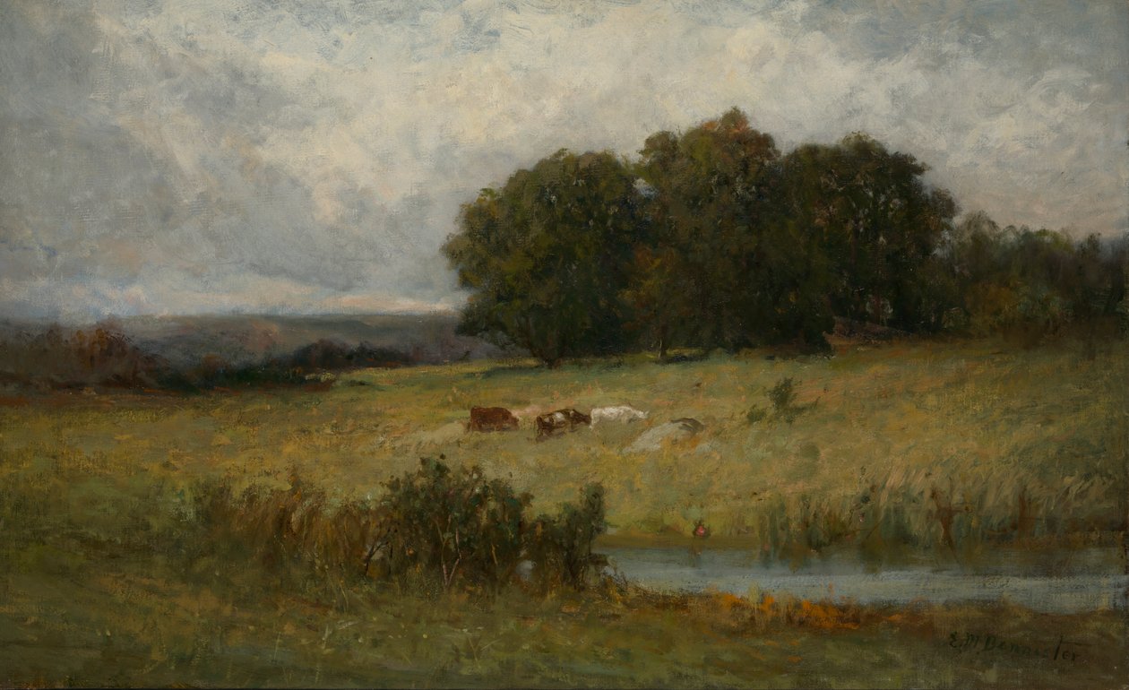 Lys scene af kvæg nær Stream. af Edward Mitchell Bannister