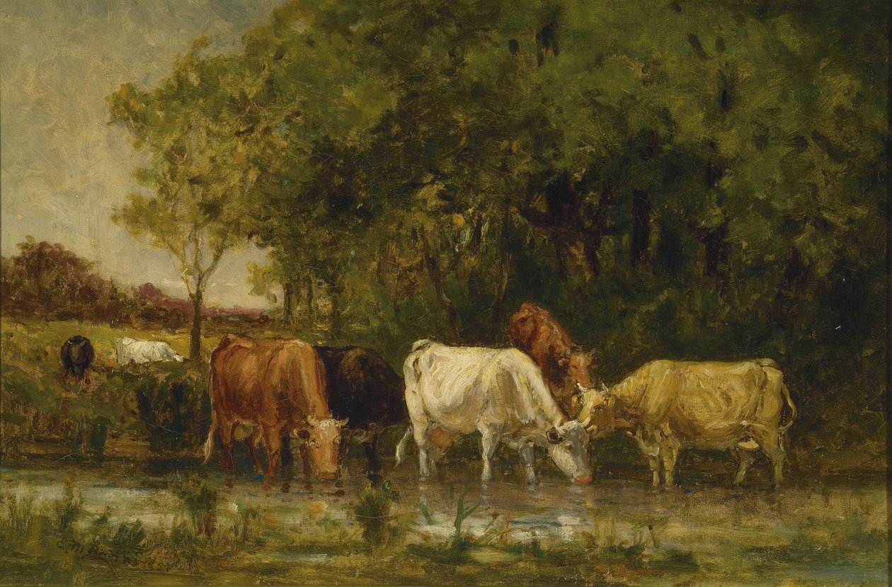 Køer i Landskab af Edward Mitchell Bannister