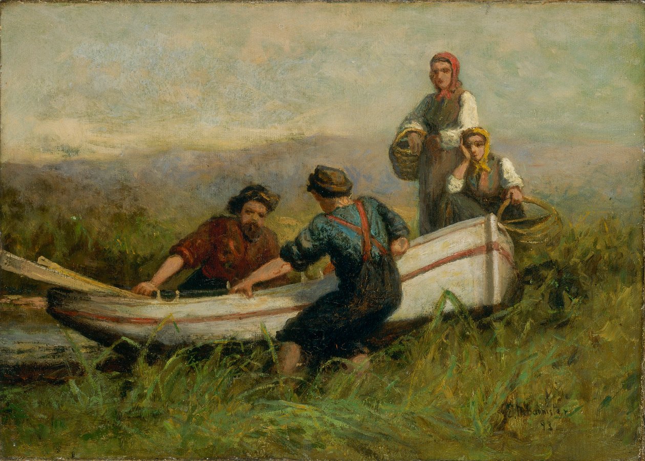 Folk i nærheden af båden af Edward Mitchell Bannister