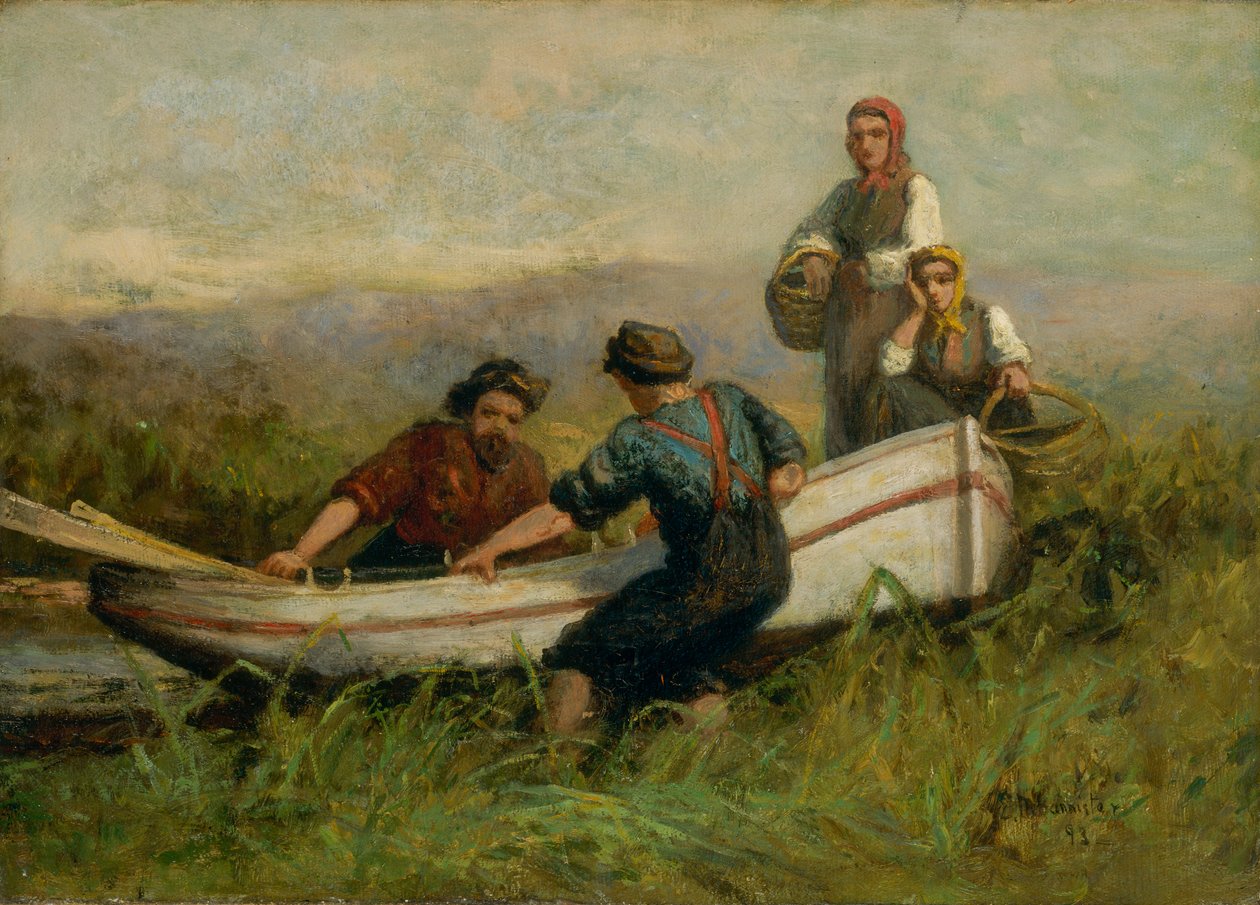 Folk i nærheden af båd, 1893. af Edward Mitchell Bannister