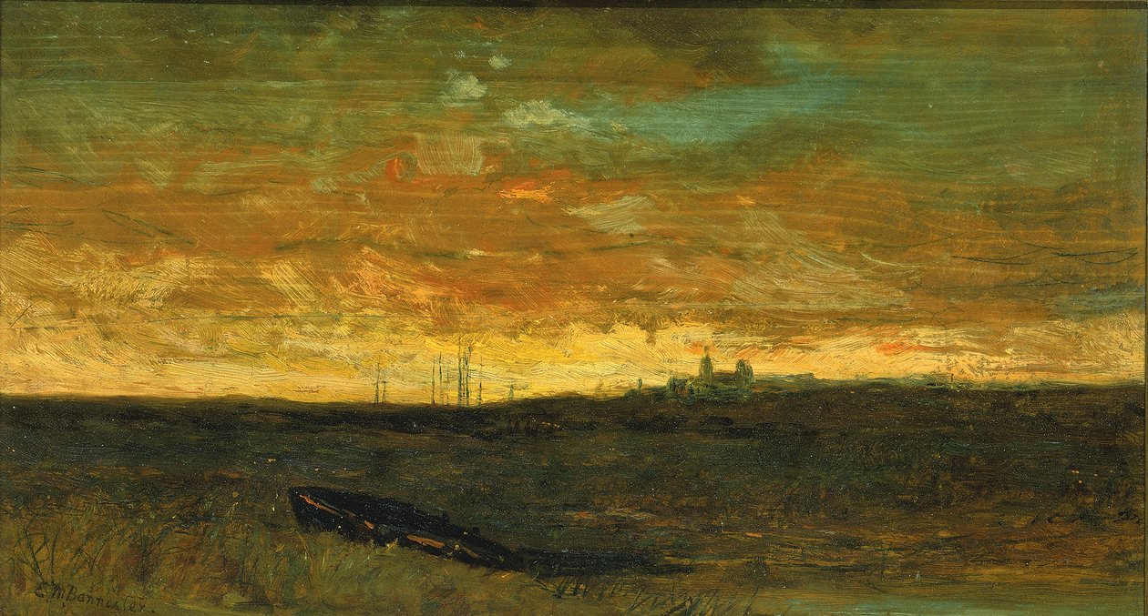 Solnedgangsscene, ca. 1875-1885. af Edward Mitchell Bannister