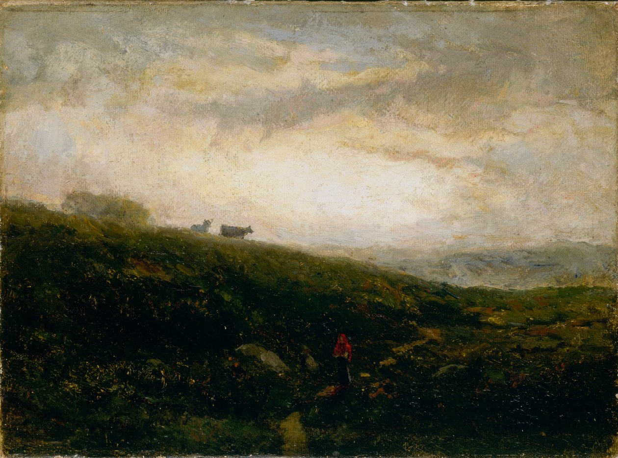 Uden titel (køer på vej ned ad en bjergskråning) af Edward Mitchell Bannister
