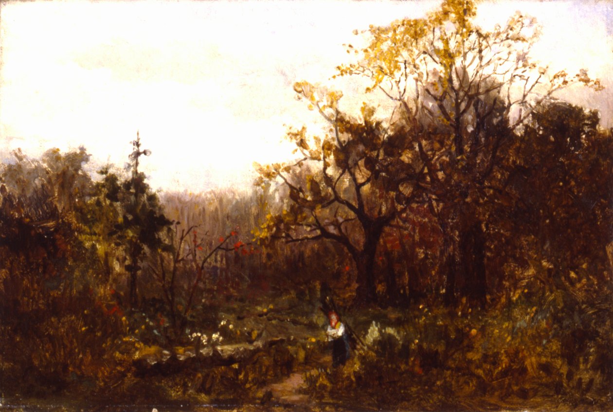 Uden titel (landskab - kvinde bærer træ) af Edward Mitchell Bannister