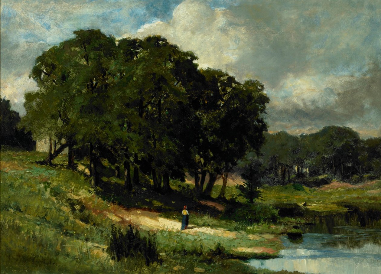 Kvinde stående nær en dam af Edward Mitchell Bannister