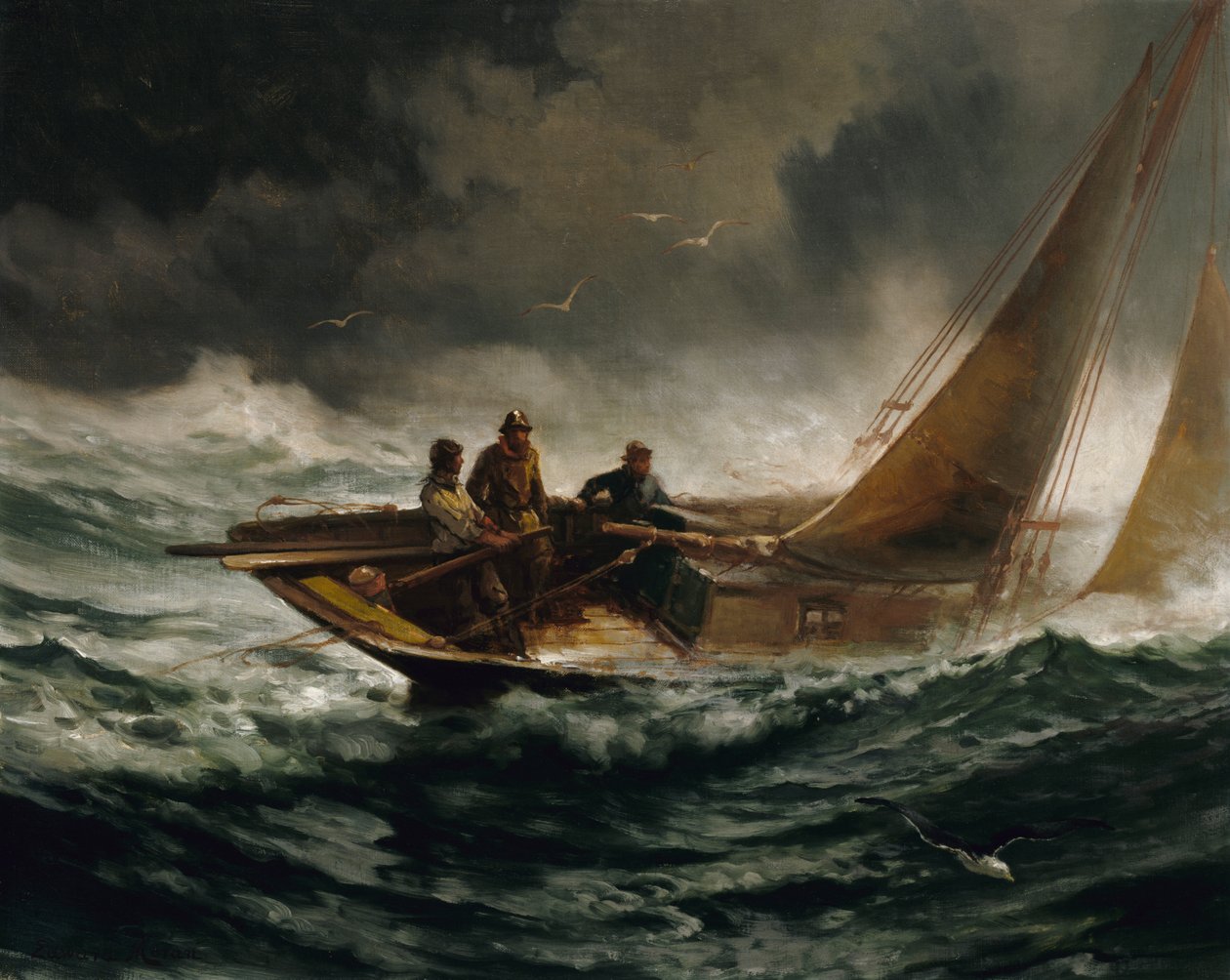 Rider ud af en kuling, ca. 1889. af Edward Moran