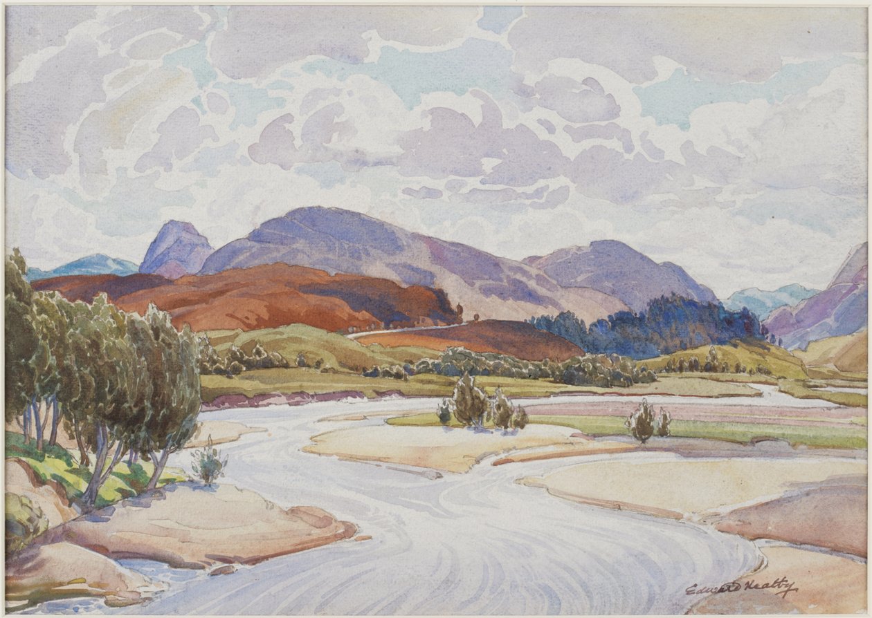 On the Spey, ca. 1935 (Akvarel) af Edward Mossforth Neatby