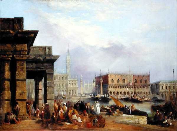 Udsigt over Venedig (olie på lærred) af Edward Pritchett