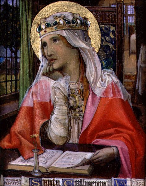 Den hellige Katharina, ca. 1900 (olie på panel) af Edward Reginald Frampton