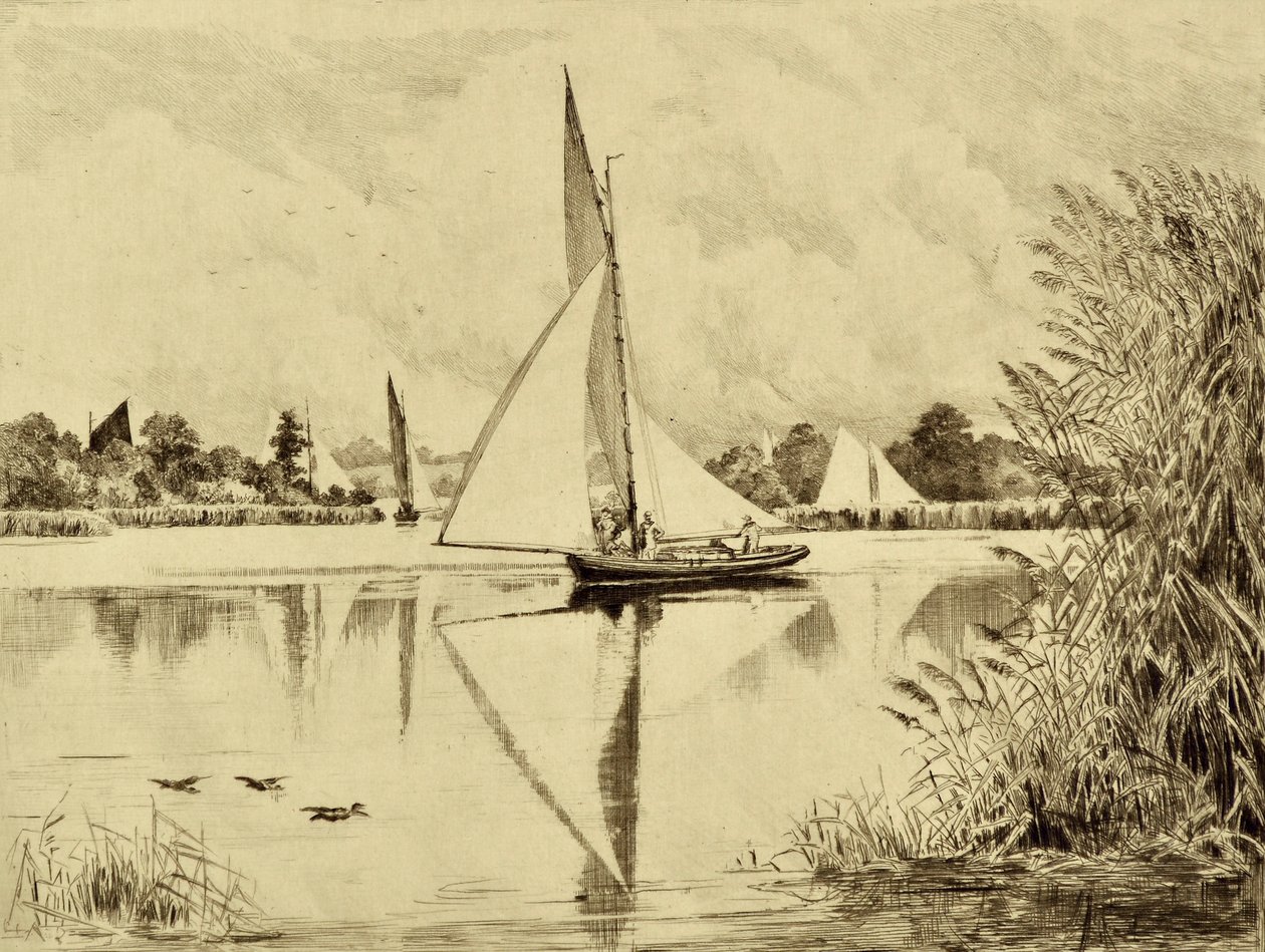 The Bure: On Wroxham Road, ca. 1880 (ætsning) af Edward Slocombe