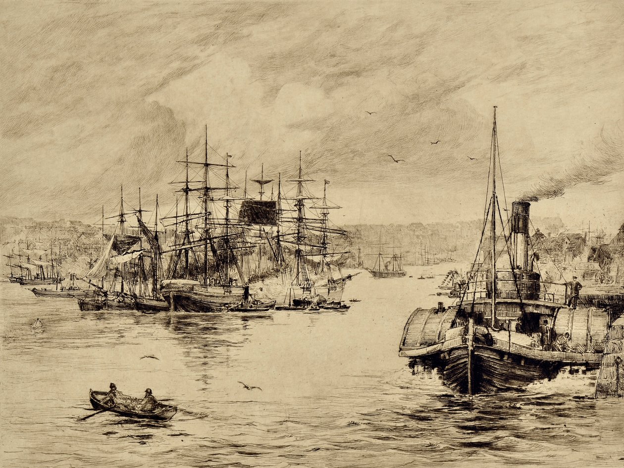 The Tyne: At Shields, ca. 1880 (ætsning) af Edward Slocombe