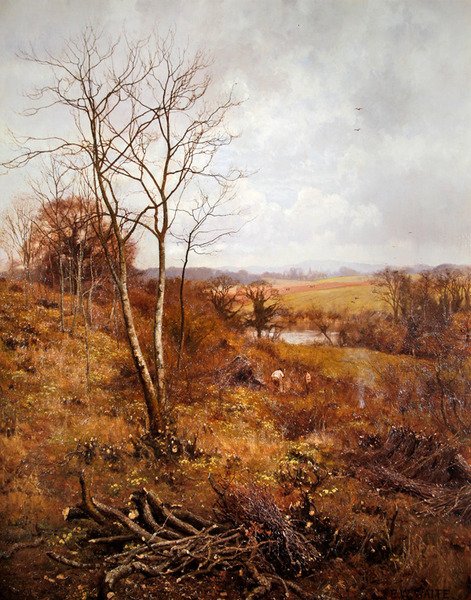 En aprildag (olie på panel) af Edward Wilkins Waite