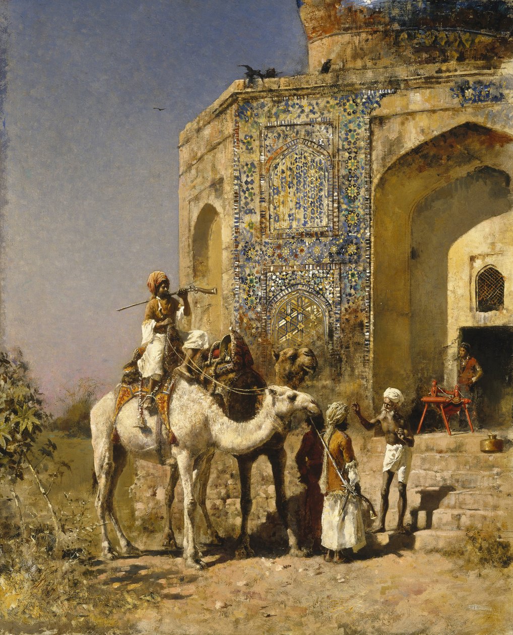 Den gamle blå-flisebelagte moske uden for Delhi, Indien af Edwin Lord Weeks