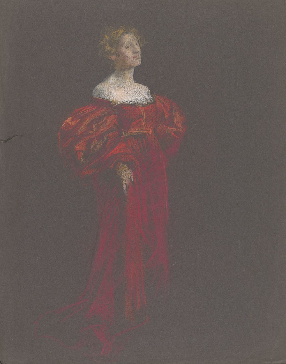 Kvindefigur i blå og pink. af Edwin Austin Abbey