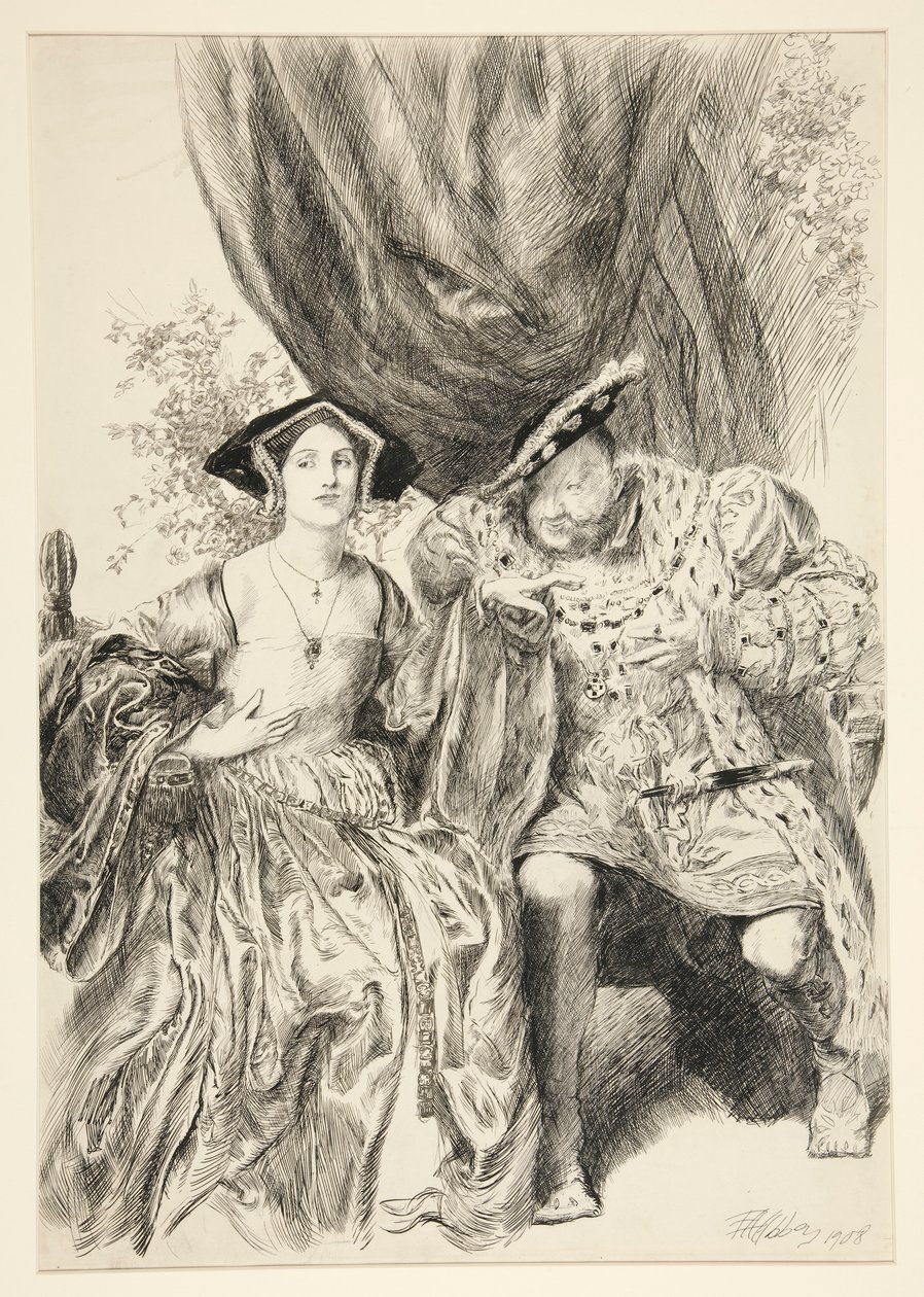 Henry og Anne Boleyn. Kong Henrik: af Edwin Austin Abbey