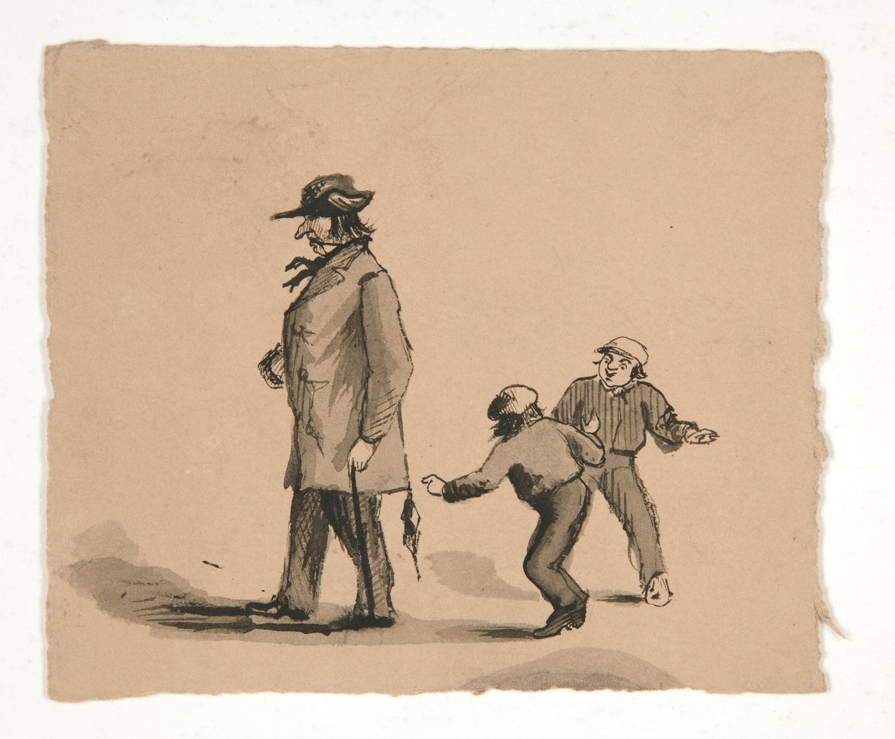 Mand går med to drenge af Edwin Austin Abbey