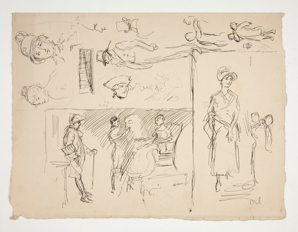 Ark med figurstudier af Edwin Austin Abbey