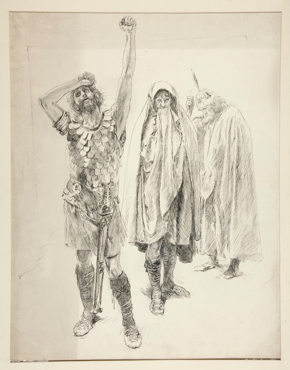 Studie til uidentificeret Shakespeare-skuespil af Edwin Austin Abbey