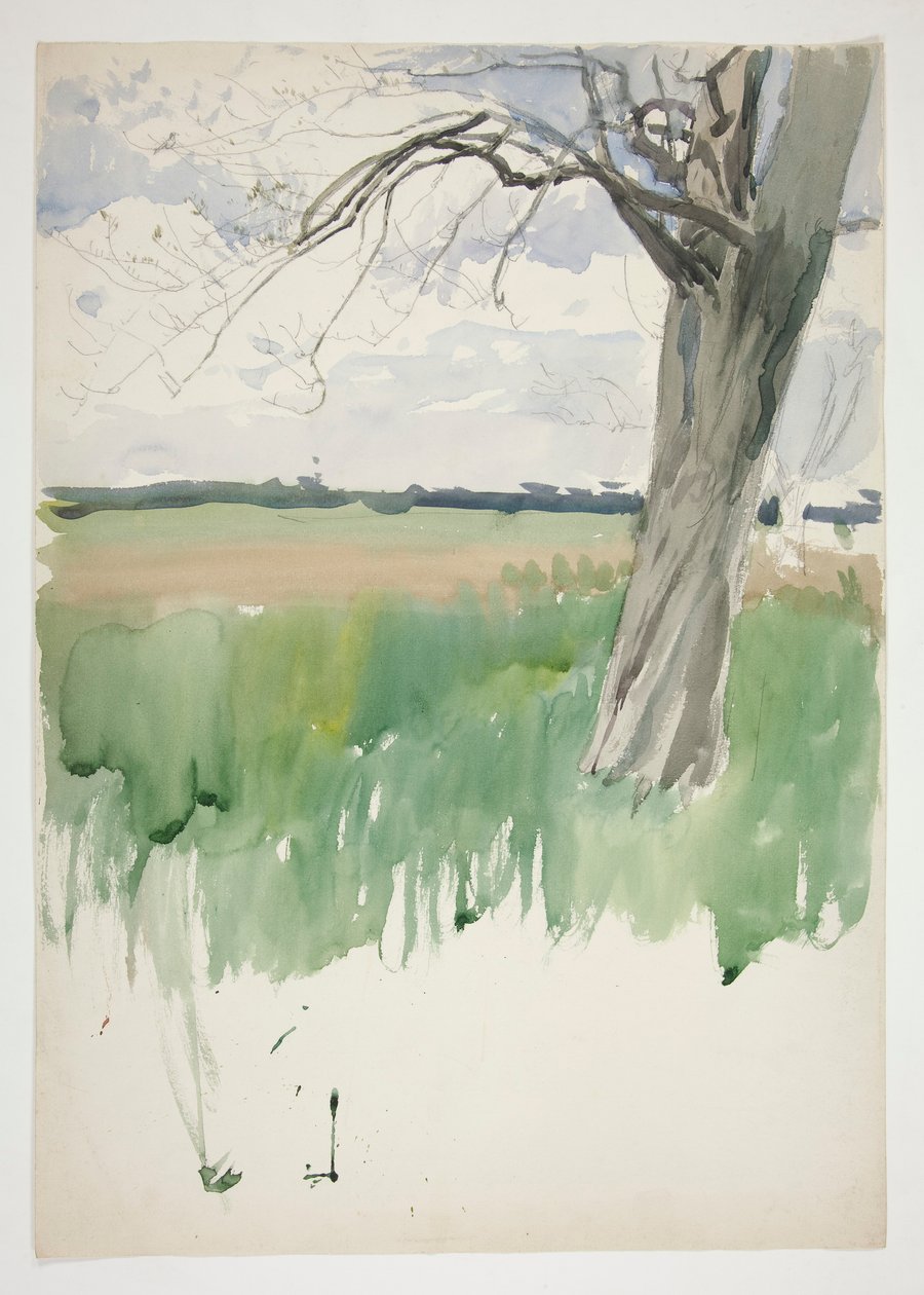 Undersøgelse af en mark og et træ af Edwin Austin Abbey
