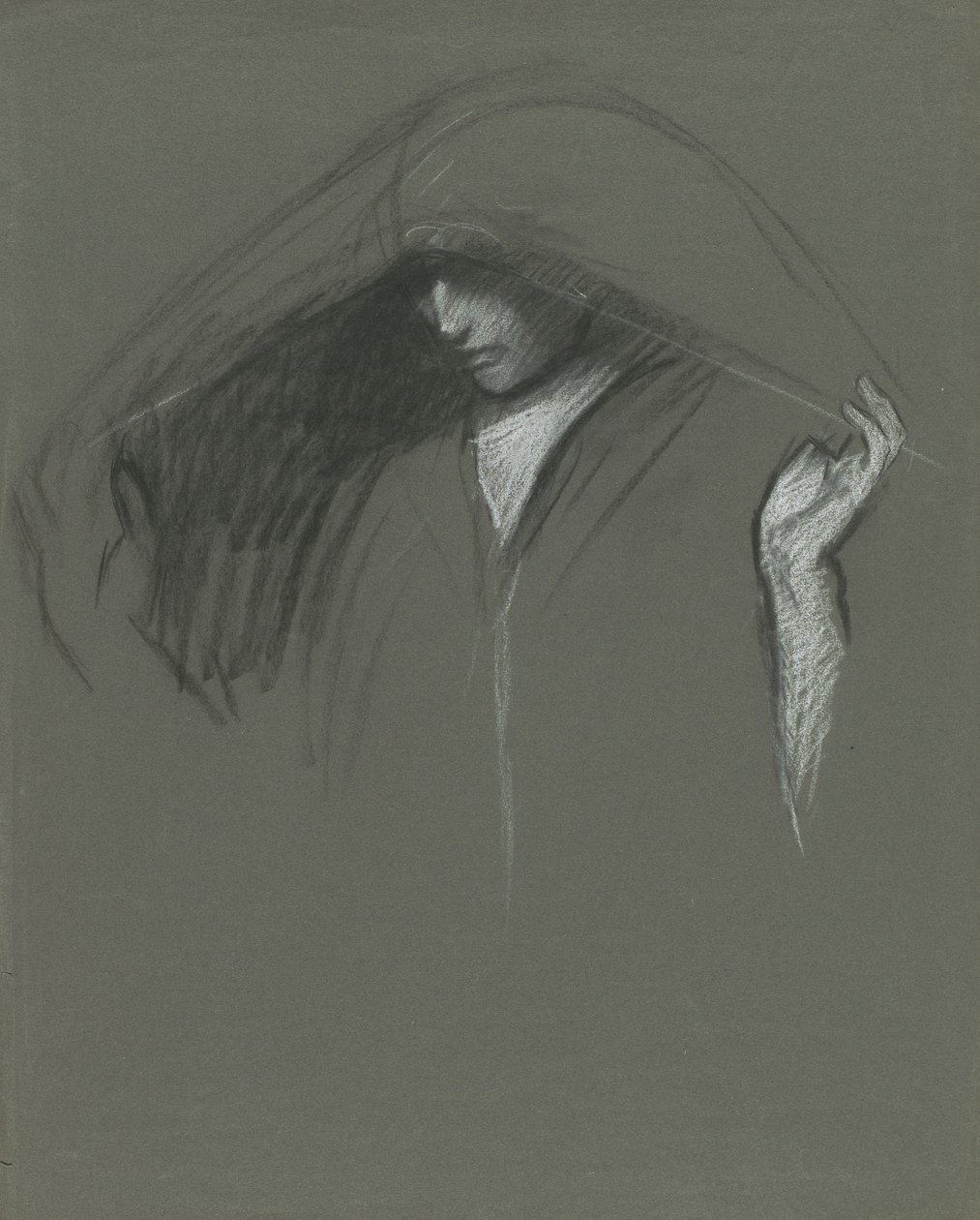 Undersøgelse af draperet hoved af af Edwin Austin Abbey