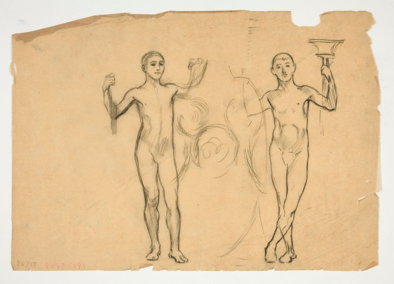 Studie af to flammebærere af Edwin Austin Abbey