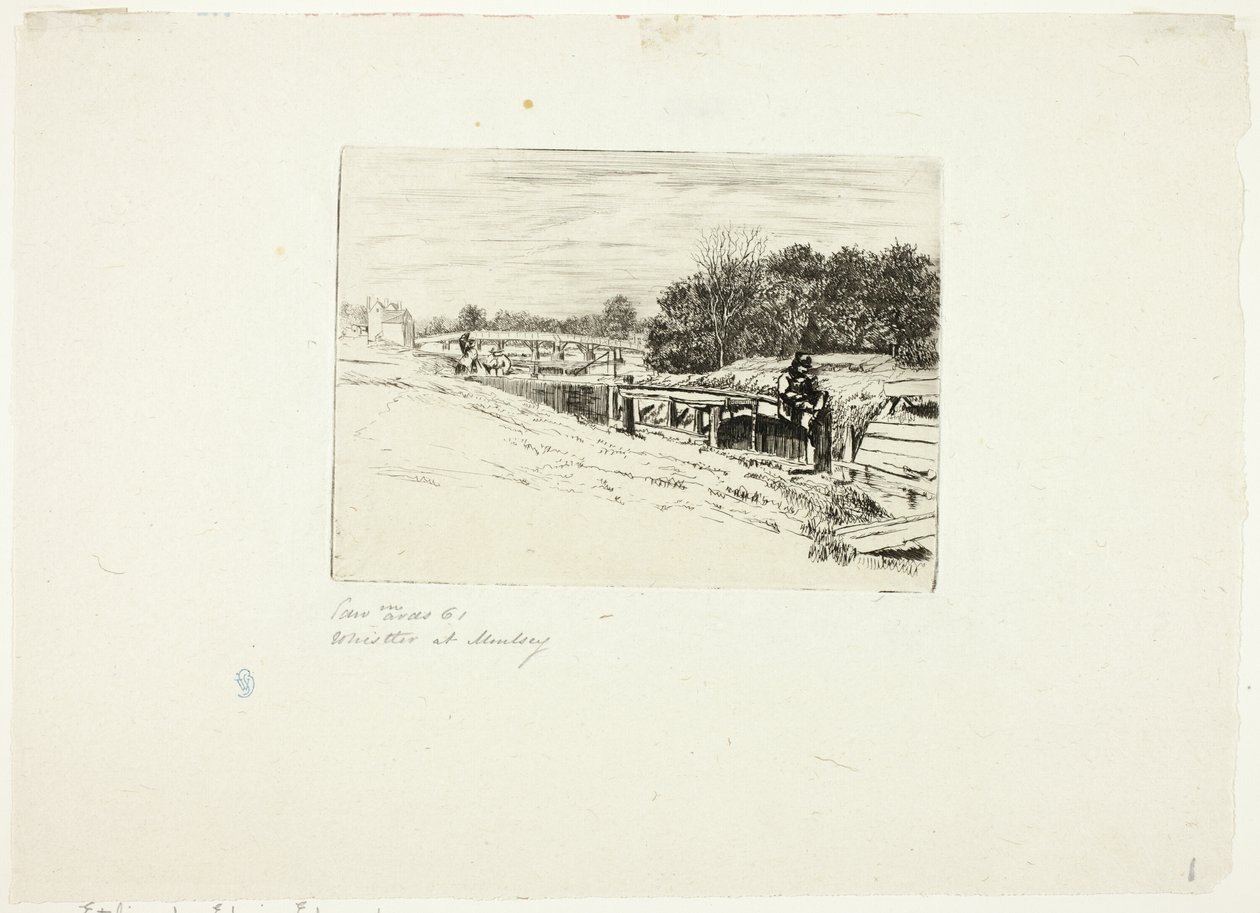 Whistler-skitser ved Moulsey Lock af Edwin Edwards