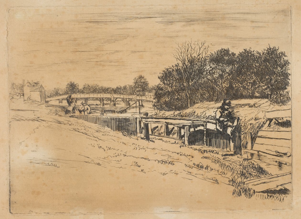 Whistler ved Moulsey [Molesey Lock], [1861]. af Edwin Edwards