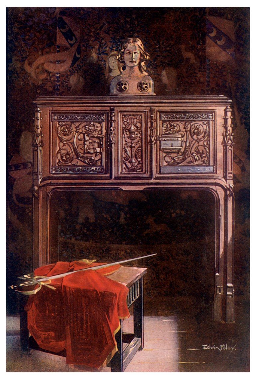 Udskåret eg Lous XII dressoir, 1910. af Edwin Foley