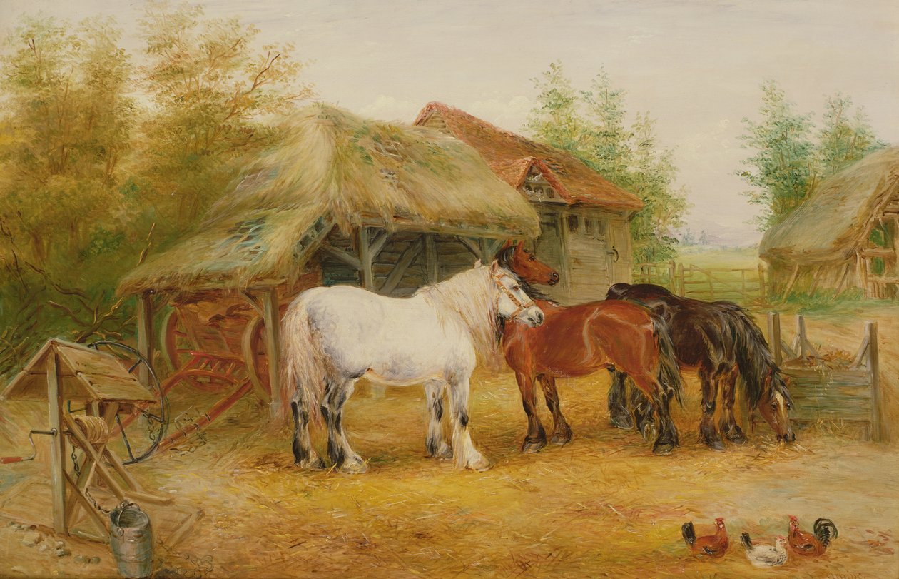 Carthorses i en gård af Edwin Frederick Holt