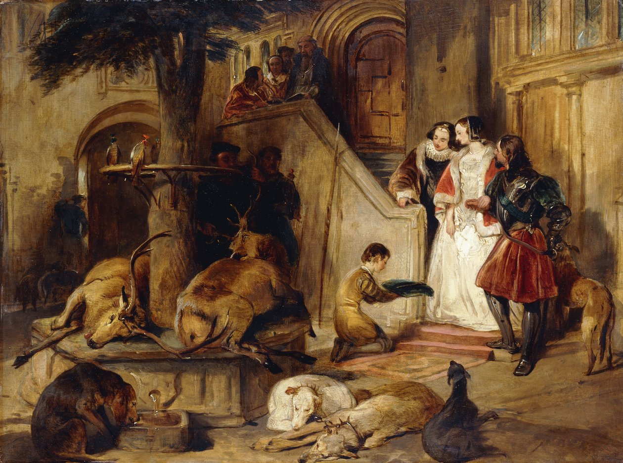 En gårdhave i gammel tid, af Edwin Landseer