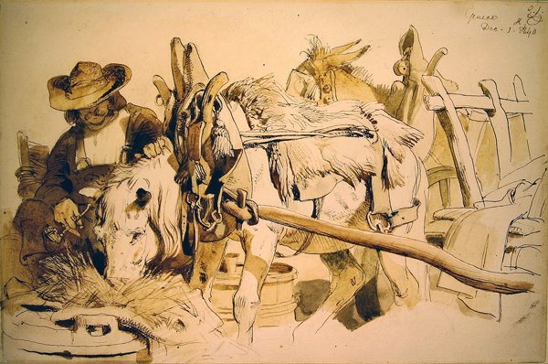 En pony og vogn i Genève af Edwin Landseer
