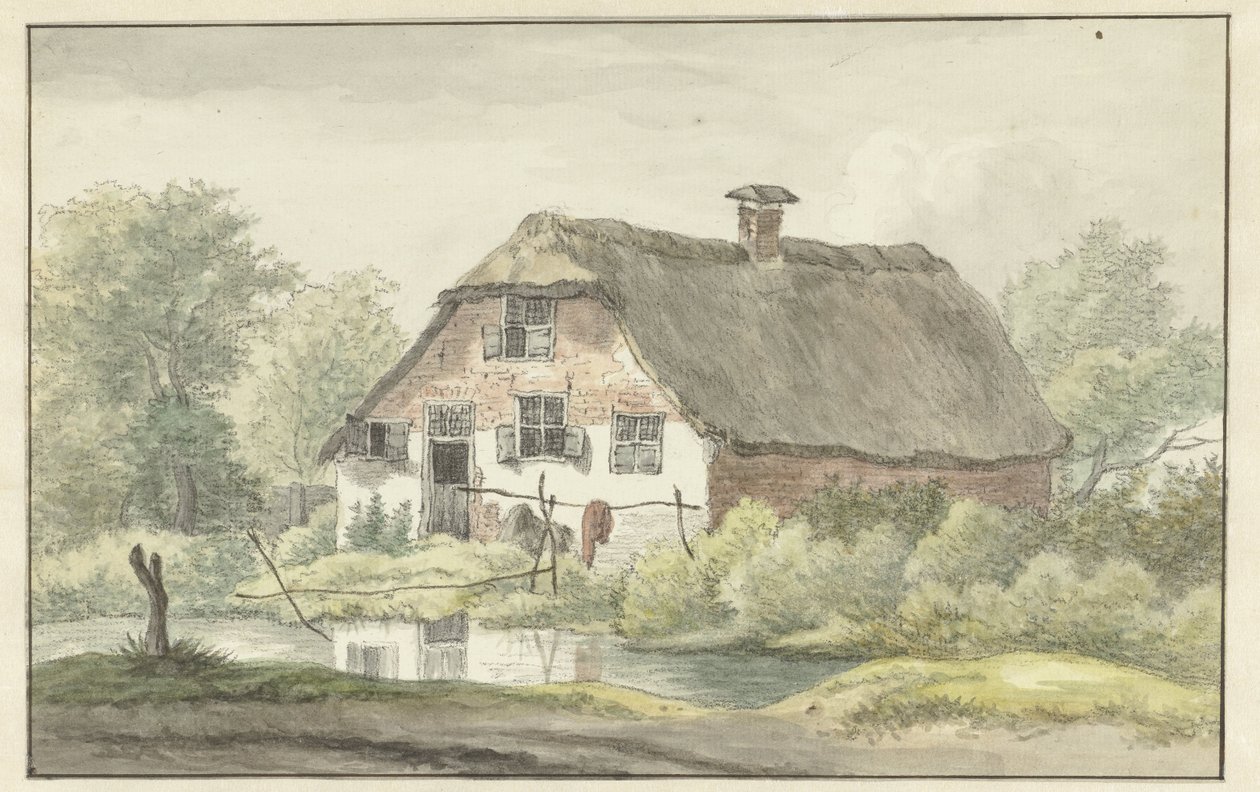 Stråtækt bondehus af Egbert van Drielst
