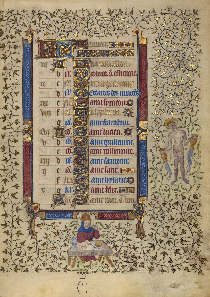 Kalenderside for januar; Fester; Vandmanden af Egerton Master