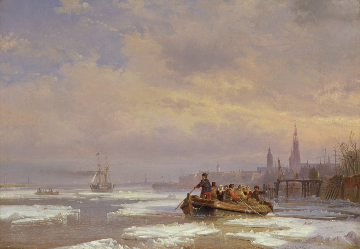 Skib i is, 1854 af Egidius Linnig