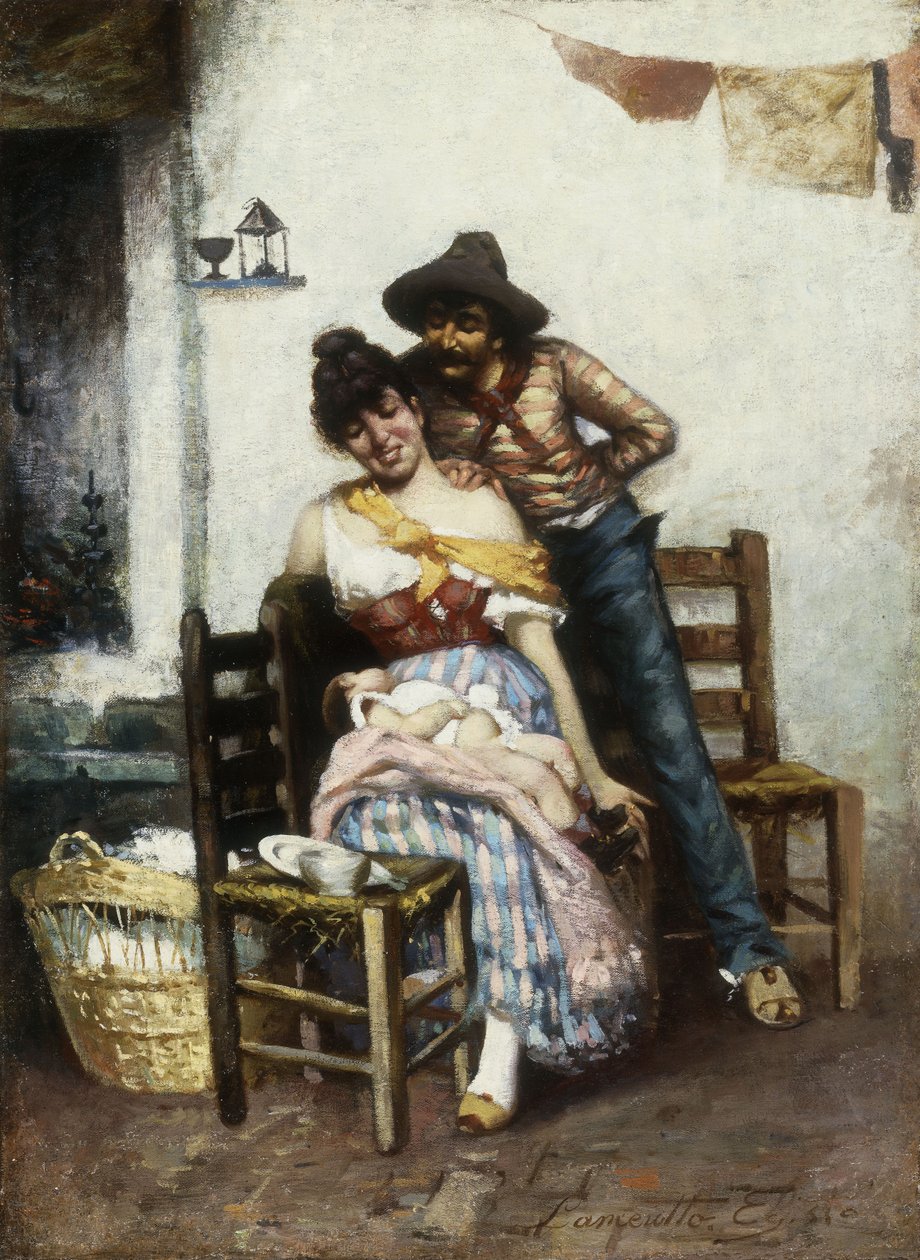 Den lykkelige familie, 1860 af Egisto Lancerotto