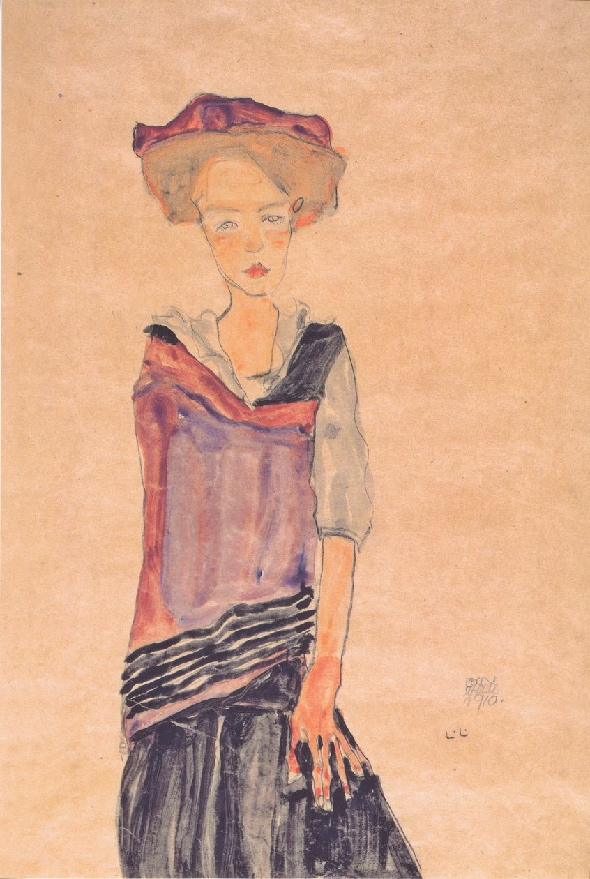 Stående pige af Egon Schiele