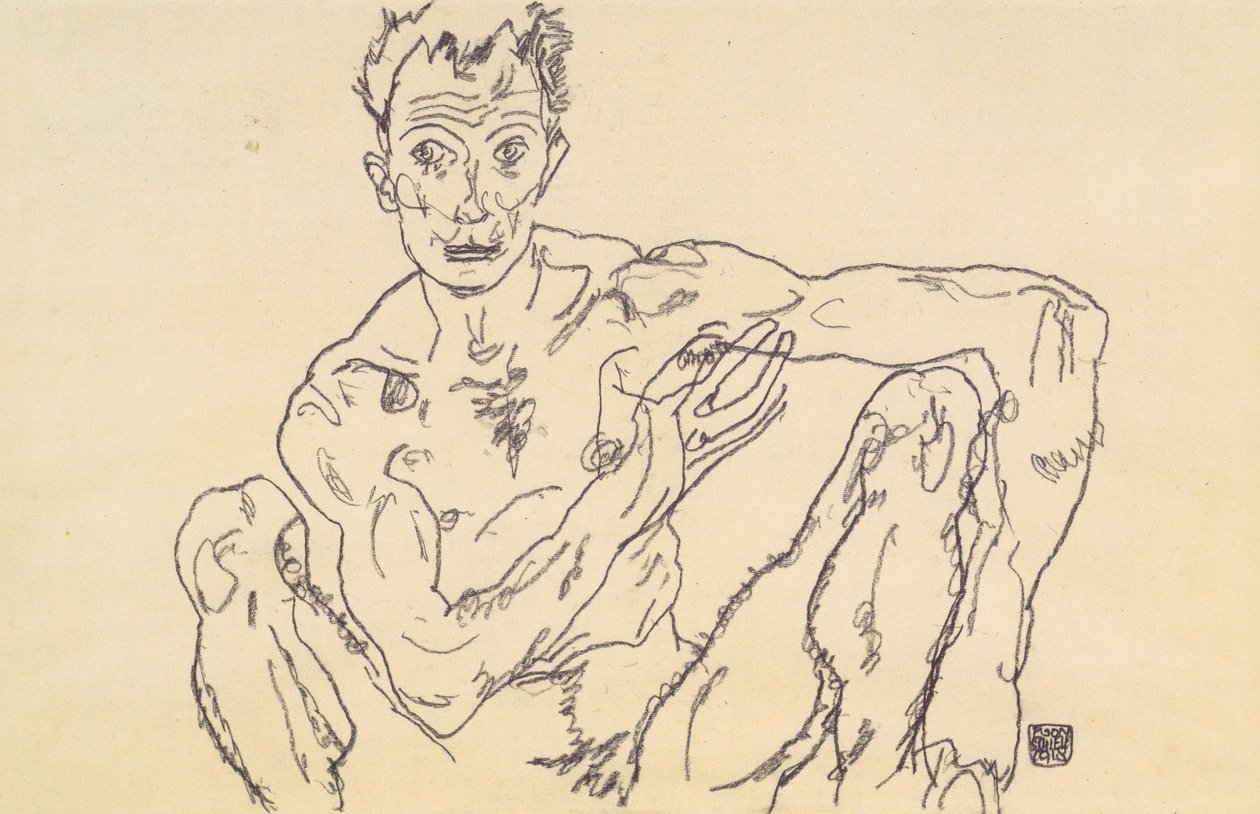 Aktselbstbildnis af Egon Schiele