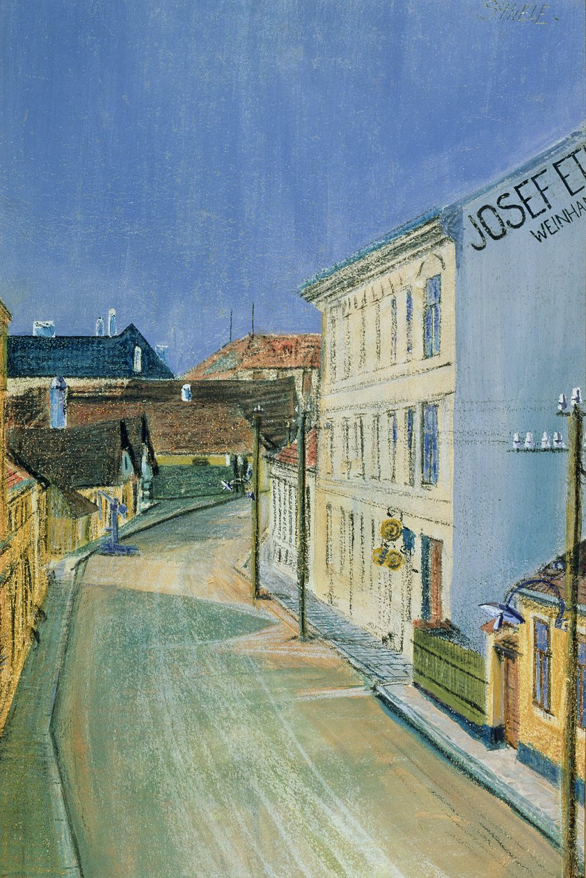 Albrechtstrasse i Klosterneuburg (mixed media på papir) af Egon Schiele