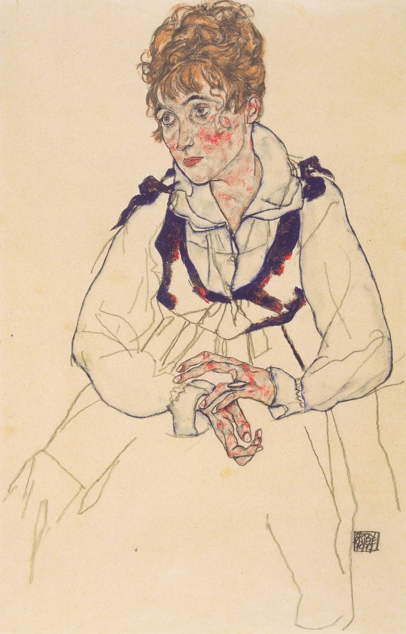 Portræt af Edith Schiele af Egon Schiele