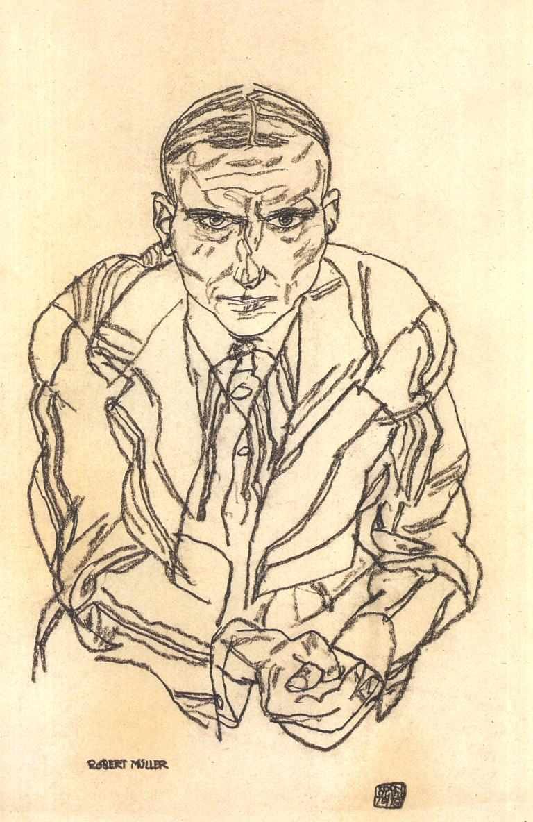 Portræt af Robert Müller af Egon Schiele
